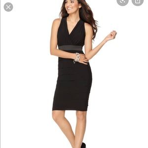 Evan Picone NAVY tiered halter cocktail dress